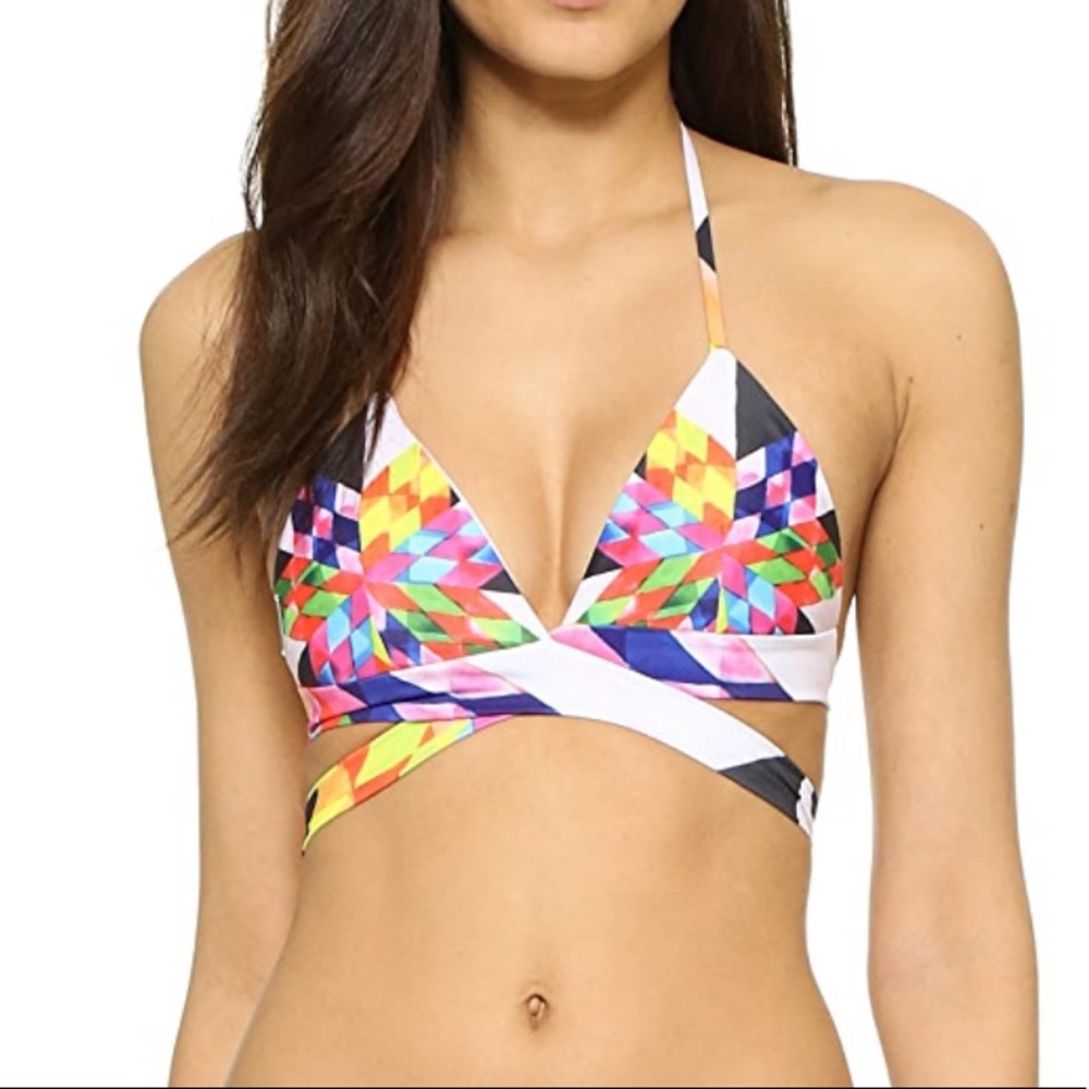 Mara Hoffman Fractals Red multicolor bikini top